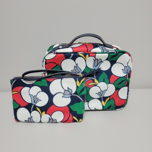Kate Spade Dawn Breezy Floral Travel Cosmetic Case And Double Zip Wrislet. - Picture 1 of 14